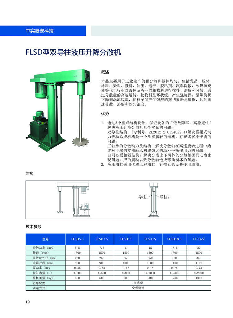 双导柱液压升降式分散机